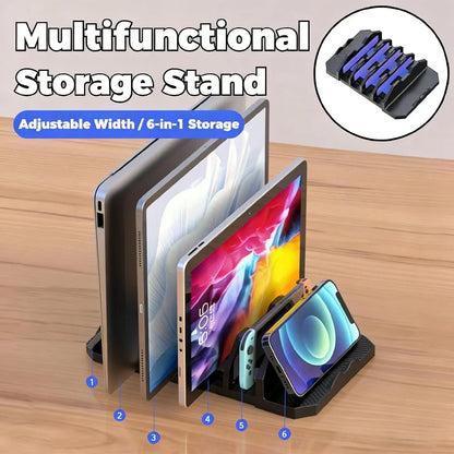 Vertical Laptop Stand Holder Adjustable Desktop Notebook Dock for Macbook iPad Phone Kindle Tablet 3In1 Storage Holder Support