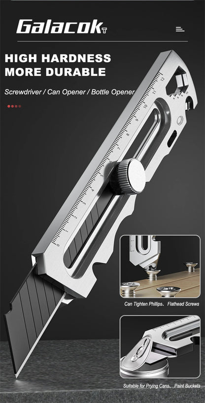 Stainless Steel Utility Knife 6 In 1 Multi-Function Opener Retractable Box Cutter Portable Office Home Courier Unboxing Knifes