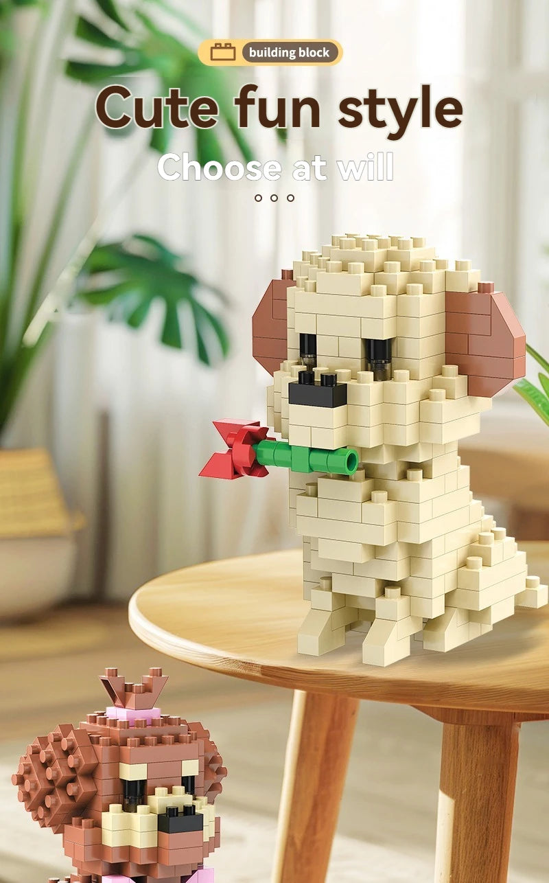 DIY Creative Micro Building Blocks Set  Dogs  Cartoon Character Models DIY Educational Toys For Children Birthday Gift