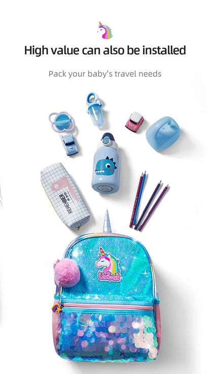 Sunveno Children's Backpack for Girls Pre-School Bag for Kindergarten Elementary - Reversible Sequin,Unicorn ,Lightweight Gift