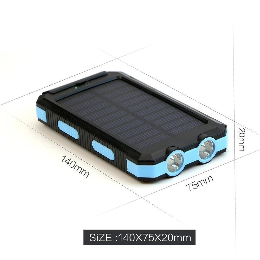 1set 30000mAH Solar Charging Treasure, Portable USB Power Charger, Waterproof and Dustproof with LED Light, Outdoor for Camping and Traveling.