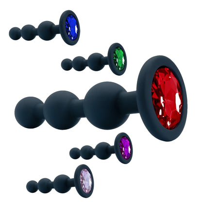 Black Silicone 3 Ball Anal Beads Sex Anal Plug Crystal Base Butt Plug Analplug But Plug Anal Trainer Toys Sex Toys For Woman