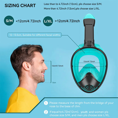 Full Face Snorkel Mask Silicone Diving Mask Full Dry Panoramic With Camera Holder Large Frame Swimming Goggles Set For Adults