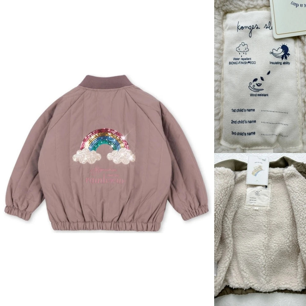 2025 KS Brand Winter Baby Boys Lambswool Jackets Vest Kids Clothes Girls Cherry Jackets Outerwear Coats Flight Suit Jackets 1-9Y