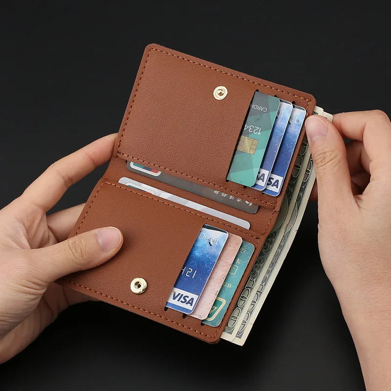 Homefish Solid Color PU Leather Small Wallet for Short Simple Women's Purse with Buttons Ultra Thin Credit Card Bag Coin Purse