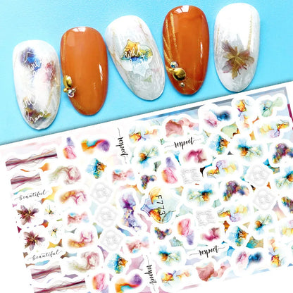 Black and White Love Flowers Line Art 3D Stickers Nail Decals Nail Art Accessories Butterfly Rose Nail Stickers Nail Sliders