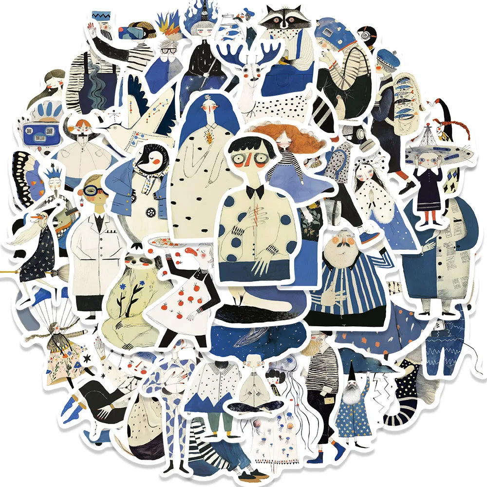 50PCS Abstract and Interesting Hand-painted Stickers for Mobile Phones,Skateboards,Cups,Storage Boxes, Handbooks DIY Decoration.