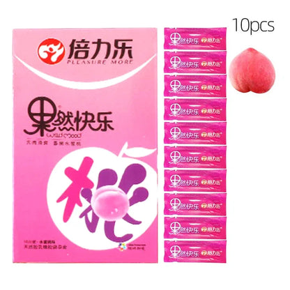 10pcs Fruit Flavor Condoms Sex Toy for Men Strawberry Blueberry Taste Penis Sleeves Ultra Thin Condom Adult Sex Product 18+