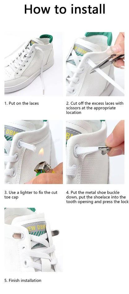 No tie Shoe laces Elastic laces Sneakers Flat Shoelaces without ties Quick Shoelace for Shoes Kids Adult One Size fits All Shoes