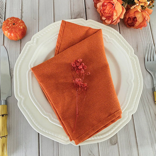 6pcs Cloth Napkins 30X45CM Orange Cotton Polyester Blend Kitchen Washable Dinner Reusable Napkins Wedding Party Table Decoration