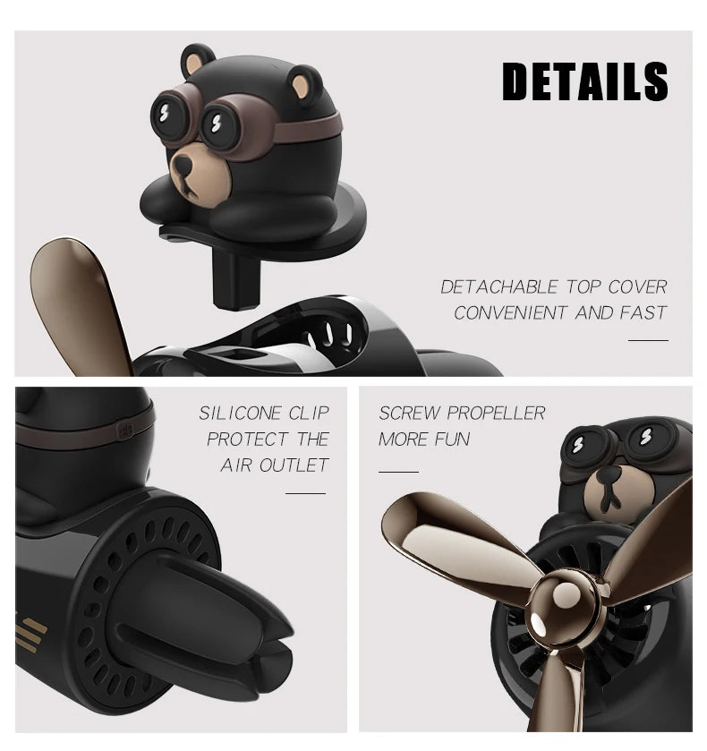 Rotating propeller pilot bear dog car air fresheners accessories decorations fun vent clip perfume diffuser aroma fragrance men