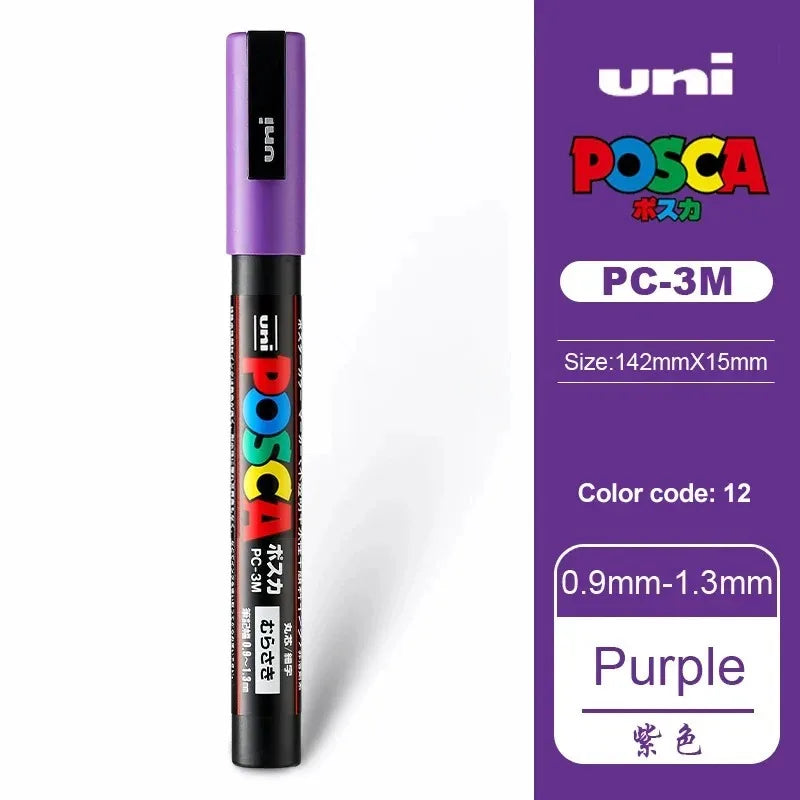 1pcs Japan UNI POSCA Markers PC-1M/3M/5M Acrylic Graffiti Pen Waterproof DIY Stackable Color Art Painting School Supplies