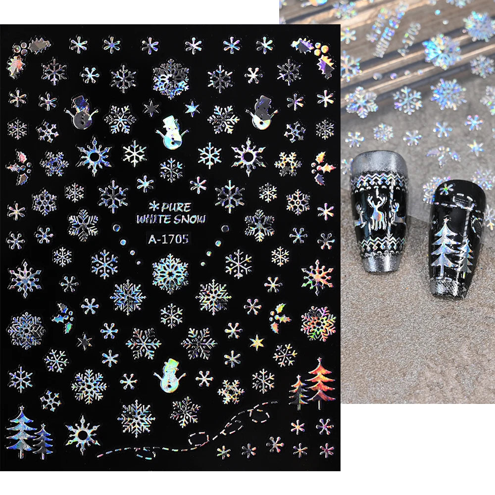 Winter Christmas Atmosphere Nail Stickers Snowman Snowflake Wapiti Self-adhesive High Quality Cute Nail Stickers Nail Art Deco