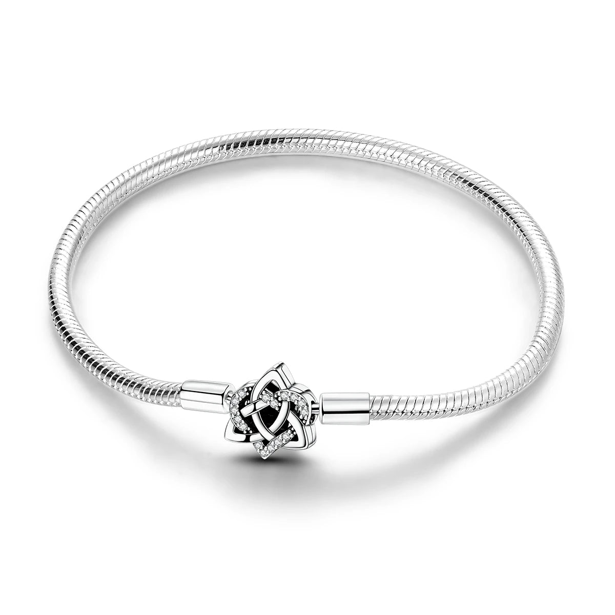 Original 925 Sterling Silver Charm Bracelets Heart Clip Bead Snake Chain Bracelet Fit Charms Beads Diy For Woman Fine Jewelry
