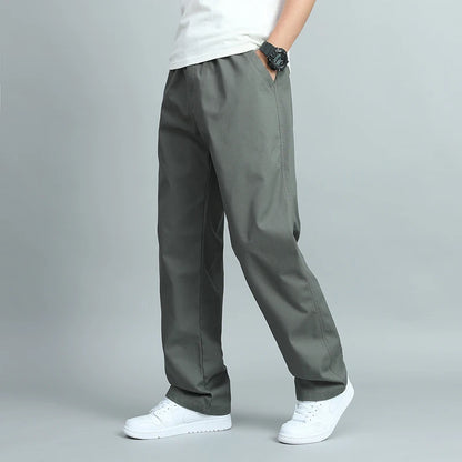 Big Size Men's Casual Cotton Trousers Loose Fit Straight Pants Multi Pocket Big Man Long Pants Mens Jogger Pants Summer Autumn