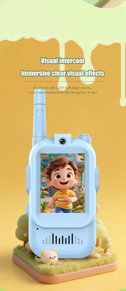 AIRITON JK200 Kids Video Intercom Walkie-talkie Cute Screen Easy Use Rechargeable Large Battery Cute Ham Radio for Gift