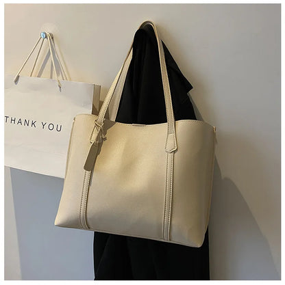 Large Capacity Women's Bag, New Soft Leather Tote Bag, Casual and Versatile Single Shoulder Bags for Woman Korean Style Handbags
