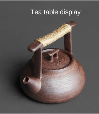 Japanese Style Teapot Handmade Retro Coarse Pottery Stoneware Kungfu Tea Ceremony Portable Tea Maker Ceramic Teapot Teaset
