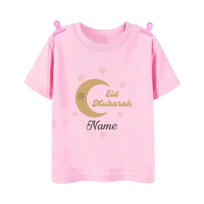 Personalized Eid Mubarak Printed Kids Shirts Custom Name Eid Ramadan Child T-shirt Tops Islamic Muslim Holiday Boys Girls Outfit