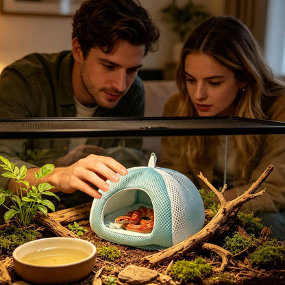 Corn snakeHouse Breathable Mesh Hanging tent style cave reptile dodging cave Easy to clean for Small reptile  ﻿