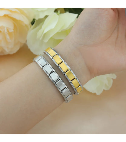 Hapiship 2024 New Men/Women's Jewelry 7/9/13mm Width Itanlian Elastic Charm Bracelet Fashion Stainless Steel Bangle ST-Top