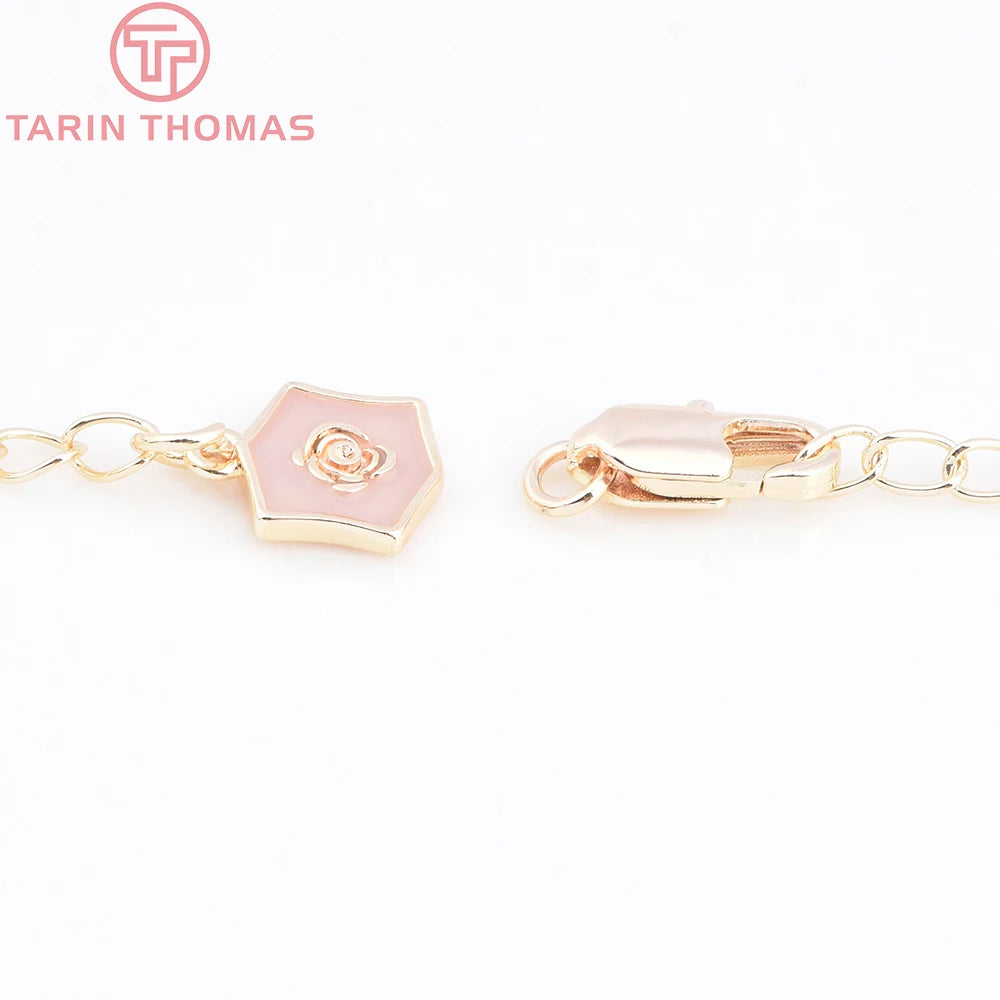 (3564) Full Length 85MM 24K Gold Color Plated Brass Extender Chain with Lobster Clasps High Quality Jewelry Accessories
