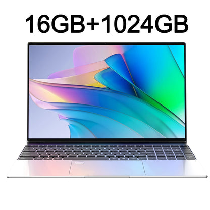 Lightweight 15.6" Laptop Intel 6500Y 32GB RAM 2TB SSD 5000mAh Windows 11 Backlit Keyboard Fingerprint for Business & Gaming