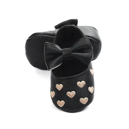 Baby Girls 0-18 Months Indoor First Walker Shoes Soft Cotton Sole Non-Slip Classic Embroidery Bowknot Hook & Loop Infant Booties