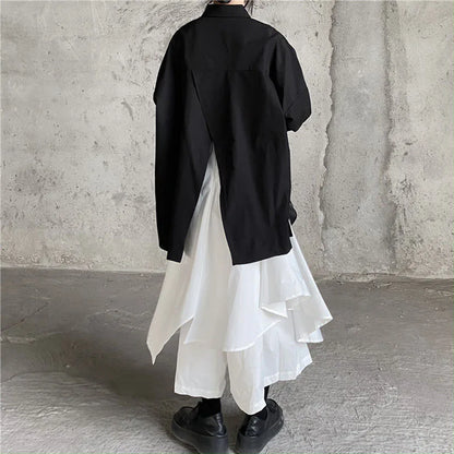 Women Skirts Gothic Irregular Skirts Pants Women High Waist White Black Long Skirts Female Pleated Skirts Culottes Women Clothes