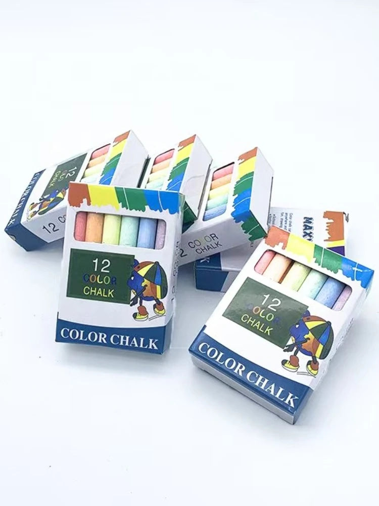 12Pcs/Box Teaching Color Non-dust Healthy Chalk Children's Drawing Board Professional Matching Chalks Wholesale School Supplies