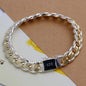Noble 925 Sterling Silver Square Solid Chain Bracelet for Women Men Charm Party Gift Wedding Fashion Jewelry