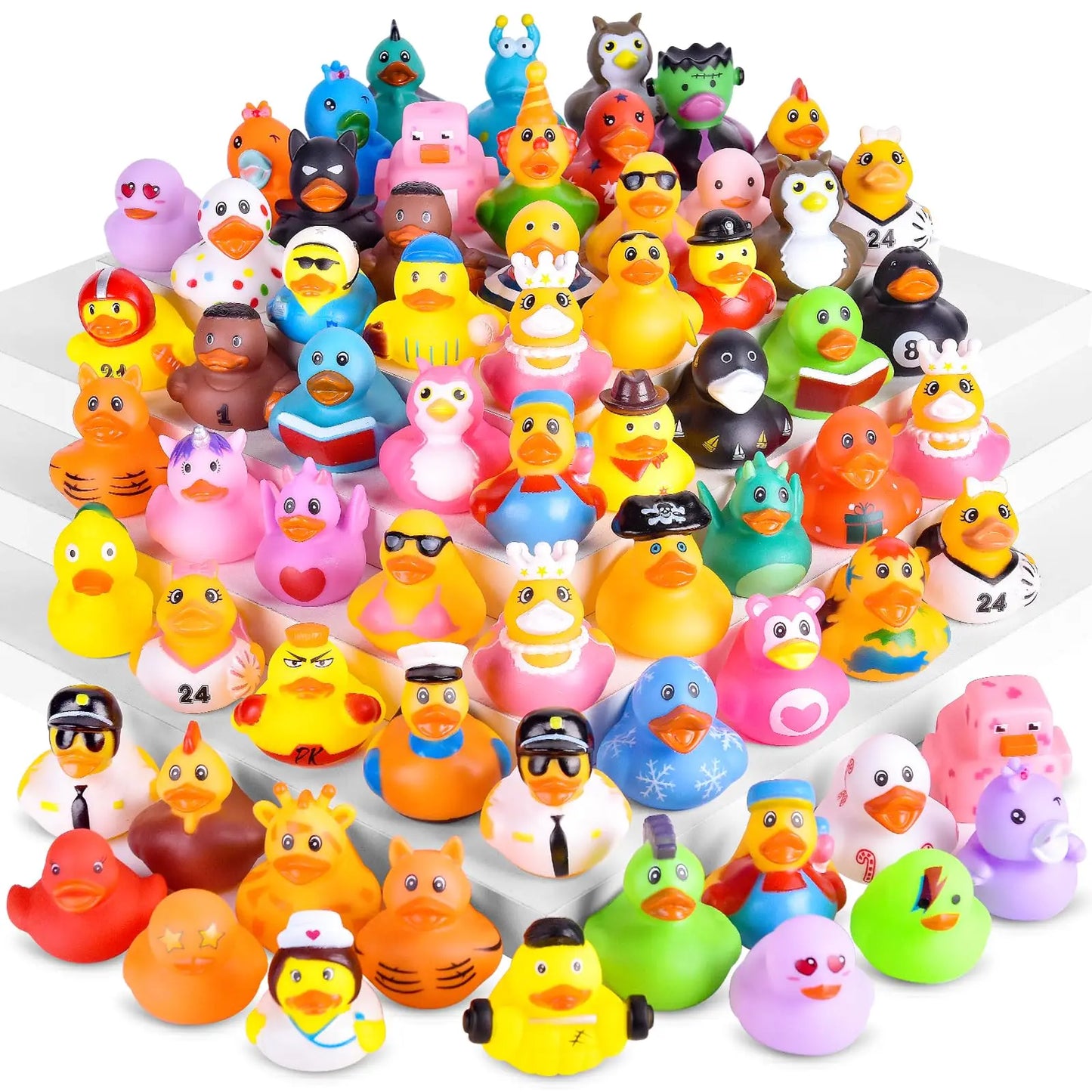 10/20/40/80PCS Rubber Ducks in Bulk Assortment Car Ducks for Ducking, Small Rubber Duckies for Toddler Baby Bath Toys Floater