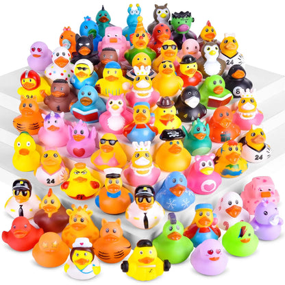 10/20/40/80PCS Rubber Ducks in Bulk Assortment Car Ducks for Ducking, Small Rubber Duckies for Toddler Baby Bath Toys Floater