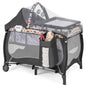 4-in-1 Baby Cot, Portable Cot Travel Cot with Foldable Mattress, Changing Table, Canopy, Play Arch & Music Box