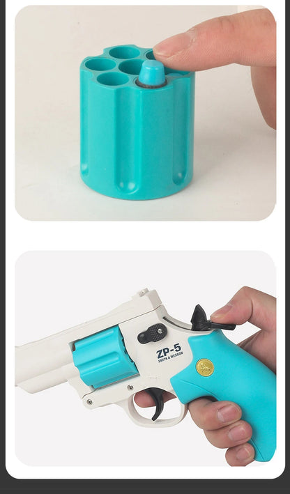 Continuous Fire ZP5 357 Revolver Launcher Toy Gun with Soft Dart Bullets for CS Outdoor Game Fun Gifts for Kids and Adults