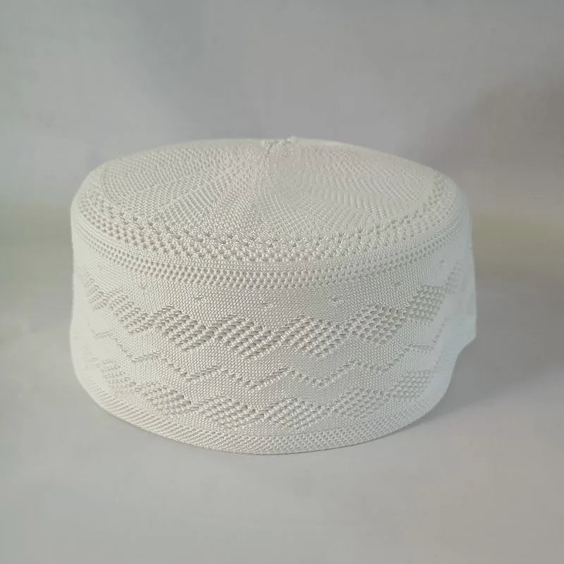 Muslim Caps For Men Colthing Crochet Knit Hat Turkey Kufi Islamic Kippah Jewish Turban White Cotton Mesh 0758