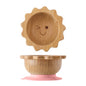 Baby Wooden Tableware Set Wooden Handle Fork Spoon Could Bamboo Wooden Plate Bowl Silicone Suction for Children Feeding Supplies