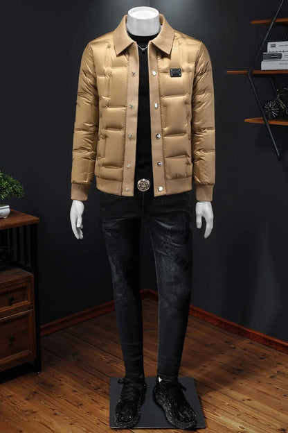 Minglu Autumn Winter Single Breasted Men's Jackets High Quality Solid Color White Duck Down Casual Down Male Coats Plus Size 5XL