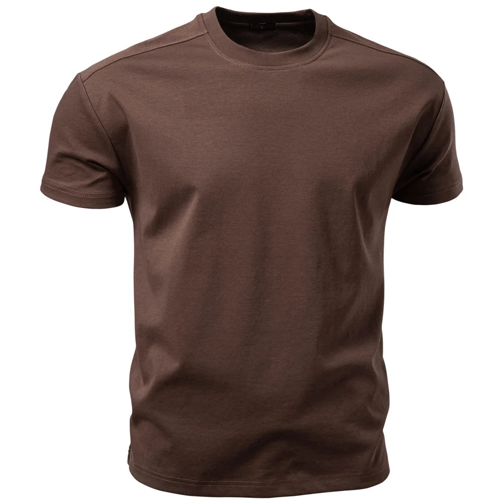 AIOPESON Men's Cotton O-Neck T-Shirt Soft Touch Comfortable Solid Color 8 Options Breathable Lightweight Casual Daily Tee
