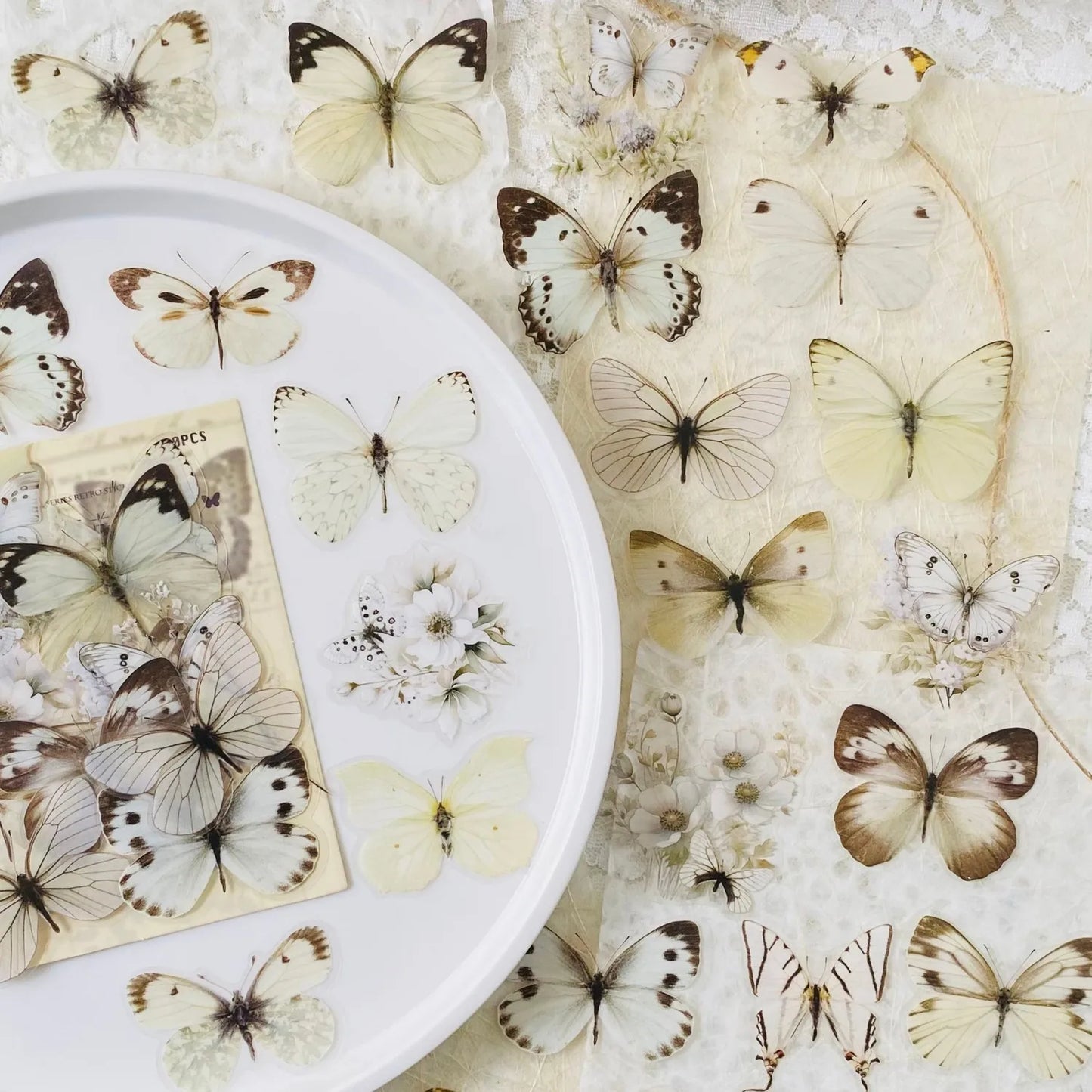 Journamm 40pcs ET Butterfly Stickers Scrapbook Supplies Creative Hand Account Materials Decoration DIY Stickers Junk Journal