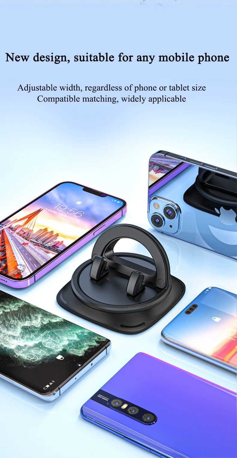 Dashboard Car Phone Holder 360° Rotation Universal Car Phone Mount With Non-Slip Silicone Replacement Tools For Smartphone