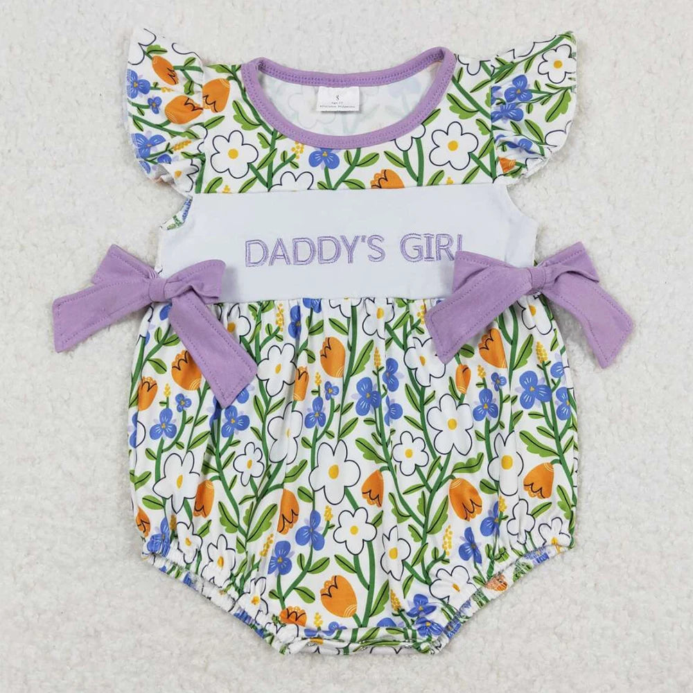 New Fashion Baby Infant Girls Rompers Bow Pink Flutter Sleeve Rompers Boutique Toddler Girls Bubble Rompers Onesie Wholesale Hot
