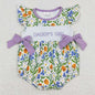 New Fashion Baby Infant Girls Rompers Bow Pink Flutter Sleeve Rompers Boutique Toddler Girls Bubble Rompers Onesie Wholesale Hot