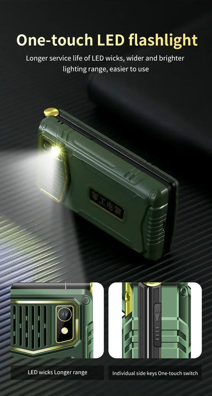 YeeMI M7+ 4G Rugged Feature Phone Big Button Full Band Flip Phone Dual SIM Dual Screen Cellphone For Old Man 6800mAh Big Battery