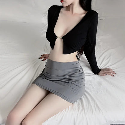 2026 NEW High Waist Sexy Casual Black White Bodycon Pencil Mini Skirts Wrap Hip Silk Short Skirt for Women Night Club Wear Summe