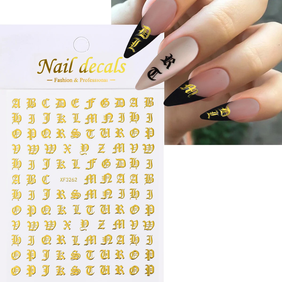 1Pcs 3D Alphabet Nail Sticker Laser Silver/Gold 26 English Letters Nail Art Decals Self Adhesive Manicure 8*10cm Letter Sticker