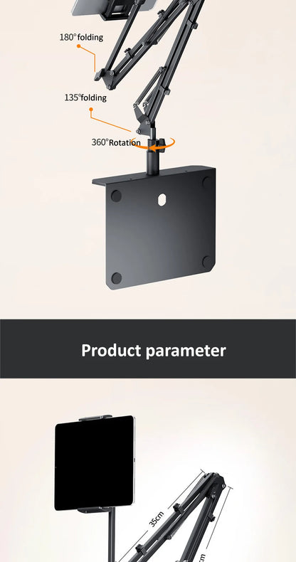 360Degree Bed Tablet Stand for 4-12.9inches Mobile Phones Tablets Lazy Arm Bed Desk Tablet Mount Support for iPad Mini Free Clip