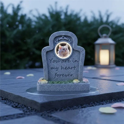 ABUI-Resin Pet Memorial Stone Headstone Tombstone Photo Frame Design Outdoor Display Gift Idea For Funeral Grave Marker