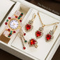 5PCS Luxury Rhinestone Women Watches Jewelry Set Fashion Adjustable Bangle Ladies Quartz Wristwatch Reloj Mujer（Without Box）