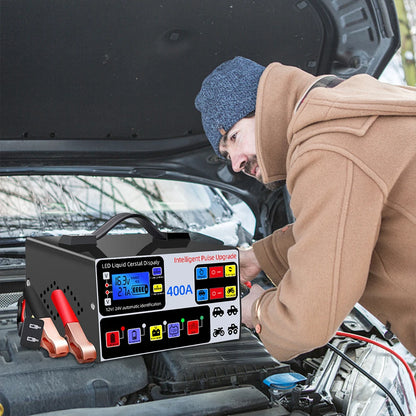 400A Intelligent Pulse Repair Charger Battery High Power Fast Charger 12V/24V Five-Stage Full Automatic Car Battery Charger 220W